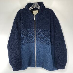 Vintage Basic Editions Full Zip Fleece Winter Snowflake Jacket Size XL